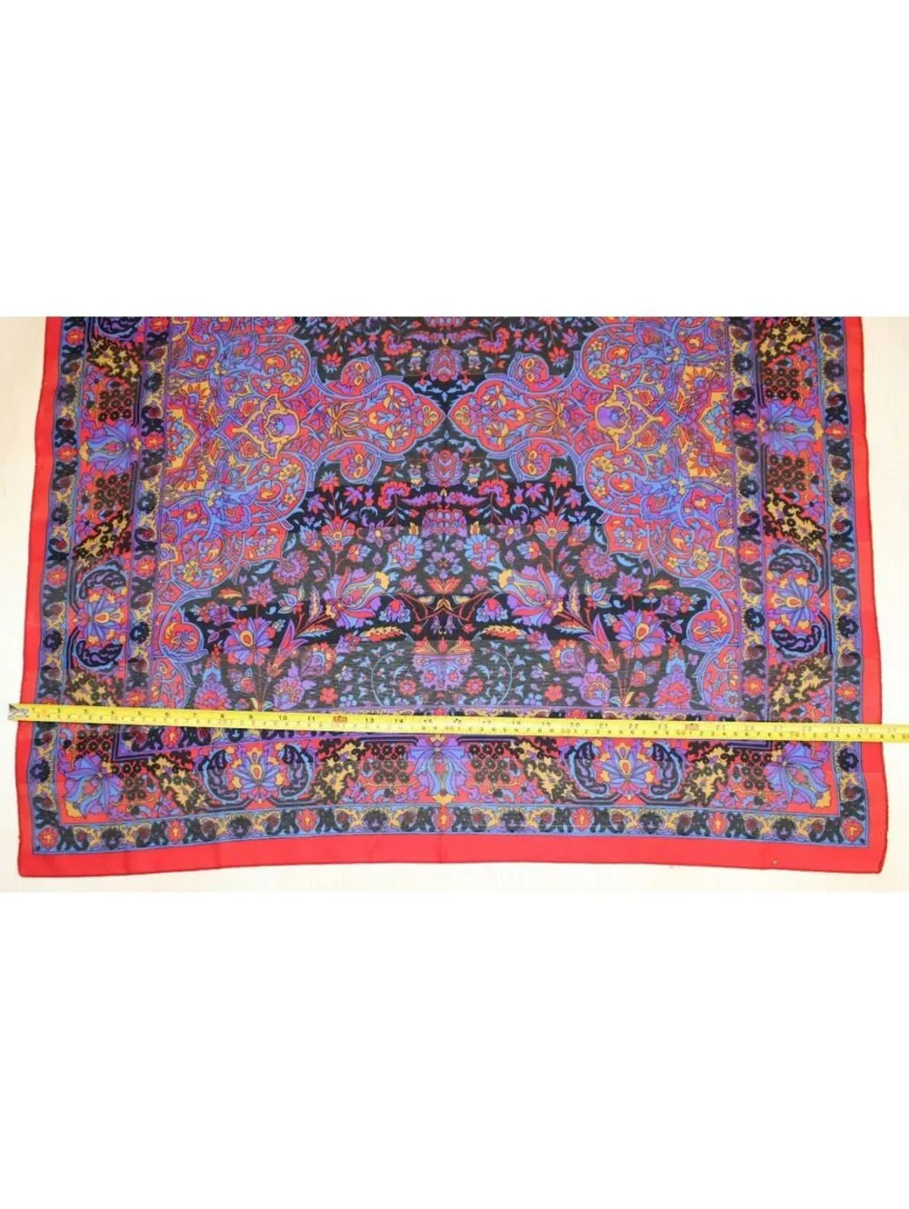 Vintage Silken Polyester Scarf by Berkshire Made in Italy Paisley Floral Red